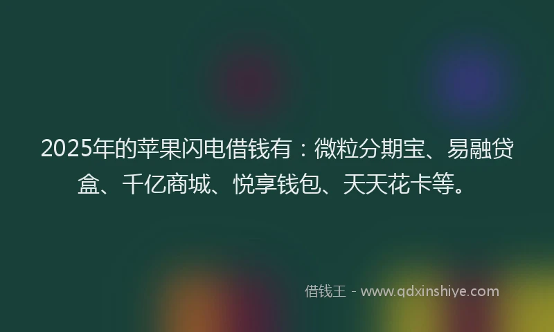 2025年的苹果闪电借钱有：微粒分期宝、易融贷盒、千亿商城、悦享钱包、天天花卡等。