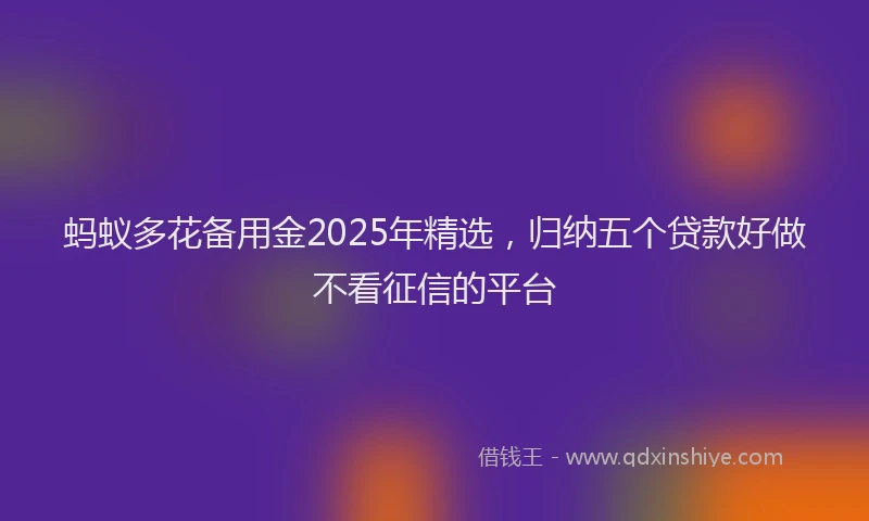 蚂蚁多花备用金2025年精选，归纳五个贷款好做不看征信的平台