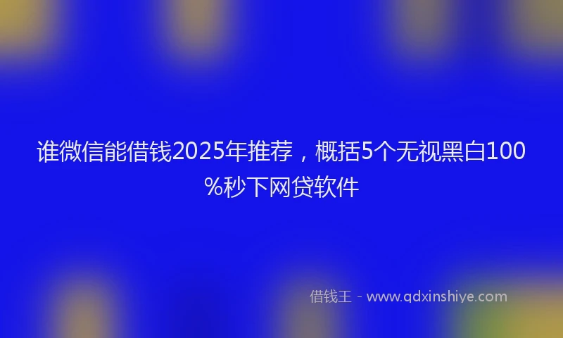谁微信能借钱2025年推荐，概括5个无视黑白100%秒下网贷软件