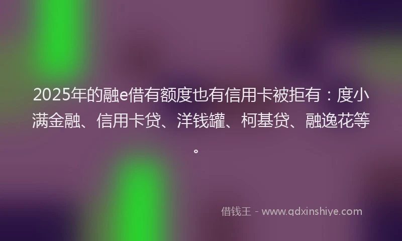 2025年的融e借有额度也有信用卡被拒有：度小满金融、信用卡贷、洋钱罐、柯基贷、融逸花等。