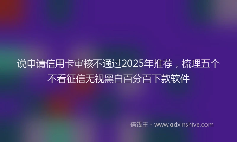 说申请信用卡审核不通过2025年推荐，梳理五个不看征信无视黑白百分百下款软件