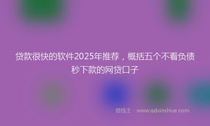 贷款很快的软件2025年推荐，概括五个不看负债秒下款的网贷口子