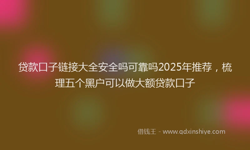 贷款口子链接大全安全吗可靠吗2025年推荐，梳理五个黑户可以做大额贷款口子