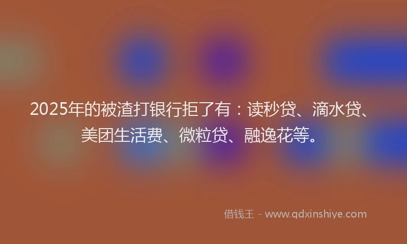 2025年的被渣打银行拒了有：读秒贷、滴水贷、美团生活费、微粒贷、融逸花等。