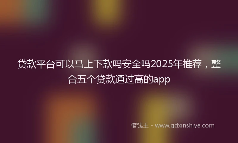 贷款平台可以马上下款吗安全吗2025年推荐，整合五个贷款通过高的app