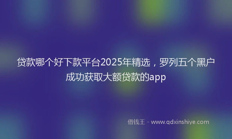 贷款哪个好下款平台2025年精选，罗列五个黑户成功获取大额贷款的app