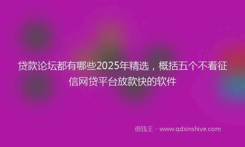 贷款论坛都有哪些2025年精选，概括五个不看征信网贷平台放款快的软件