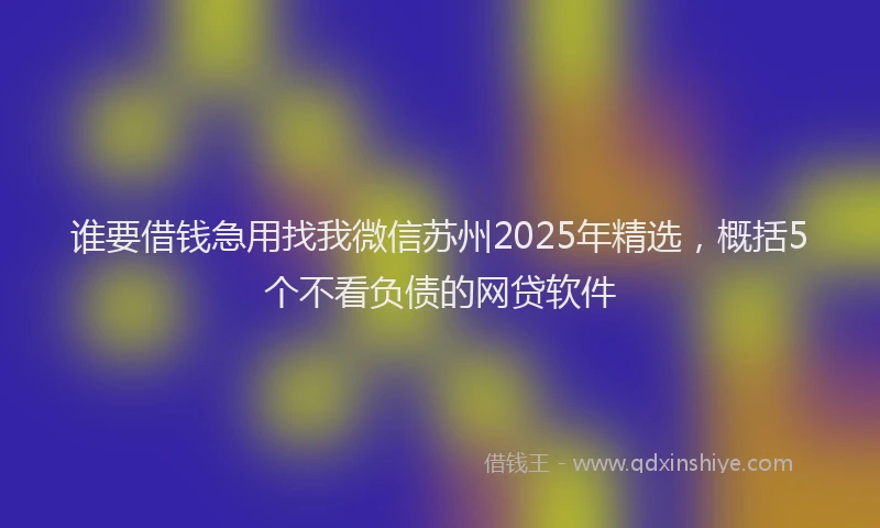 谁要借钱急用找我微信苏州2025年精选，概括5个不看负债的网贷软件