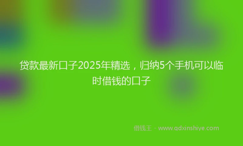 贷款最新口子2025年精选，归纳5个手机可以临时借钱的口子