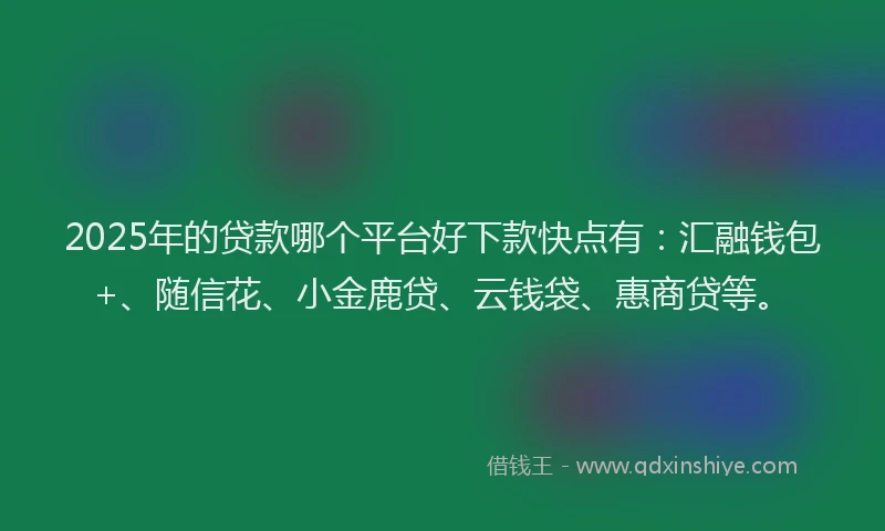 2025年的贷款哪个平台好下款快点有：汇融钱包+、随信花、小金鹿贷、云钱袋、惠商贷等。