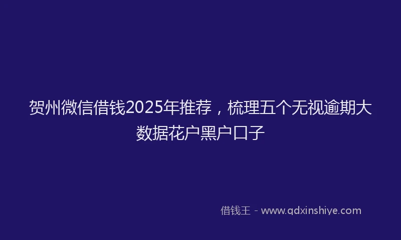 贺州微信借钱2025年推荐，梳理五个无视逾期大数据花户黑户口子