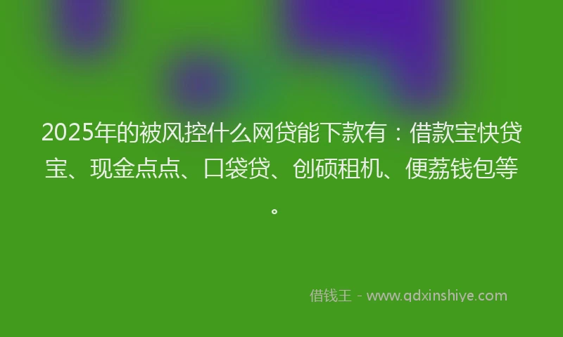 2025年的被风控什么网贷能下款有：借款宝快贷宝、现金点点、口袋贷、创硕租机、便荔钱包等。