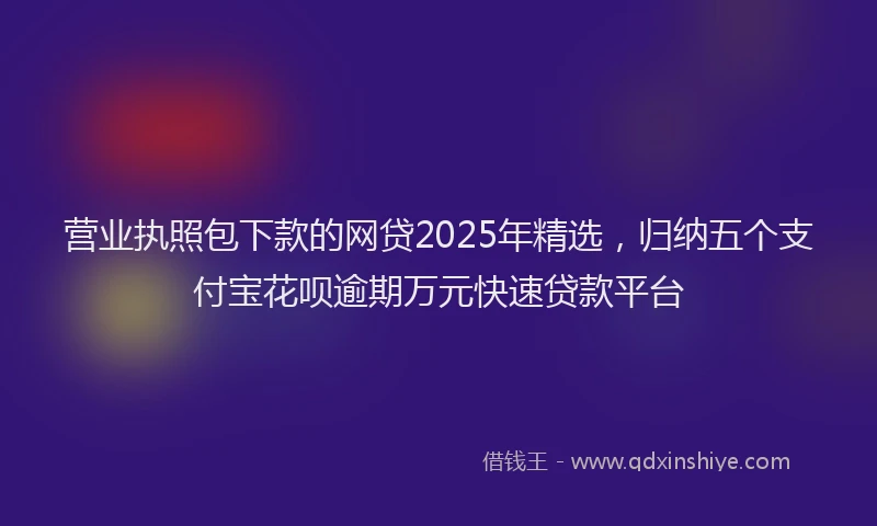 营业执照包下款的网贷2025年精选，归纳五个支付宝花呗逾期万元快速贷款平台