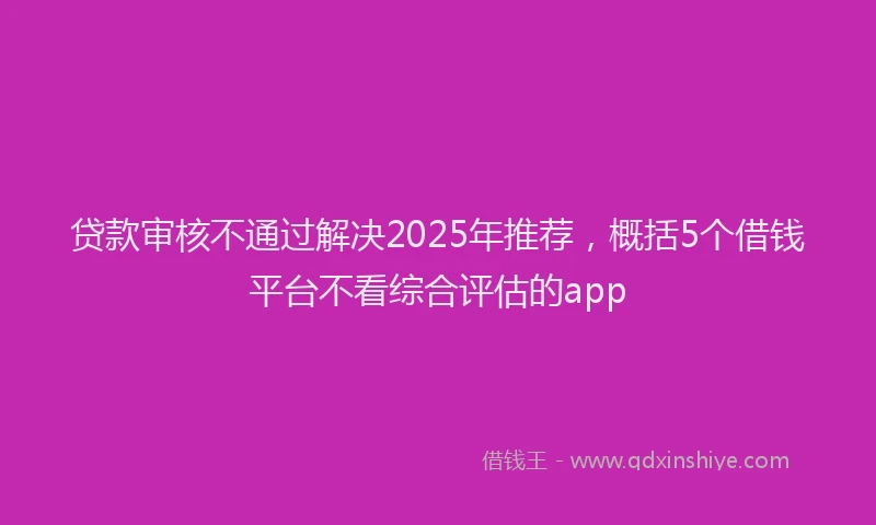 贷款审核不通过解决2025年推荐，概括5个借钱平台不看综合评估的app