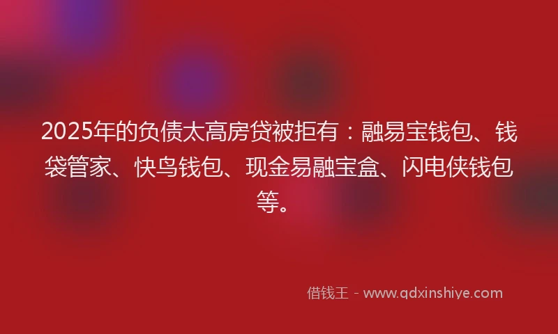 2025年的负债太高房贷被拒有:融易宝钱包、钱袋管家、快鸟钱包、现金易融宝盒、闪电侠钱包等。