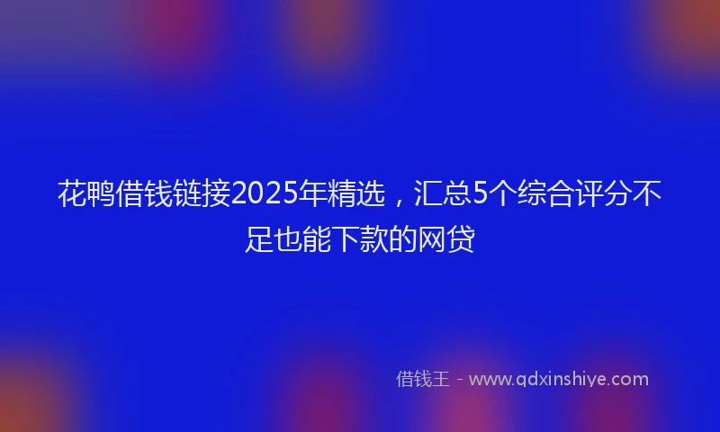 花鸭借钱链接2025年精选，汇总5个综合评分不足也能下款的网贷