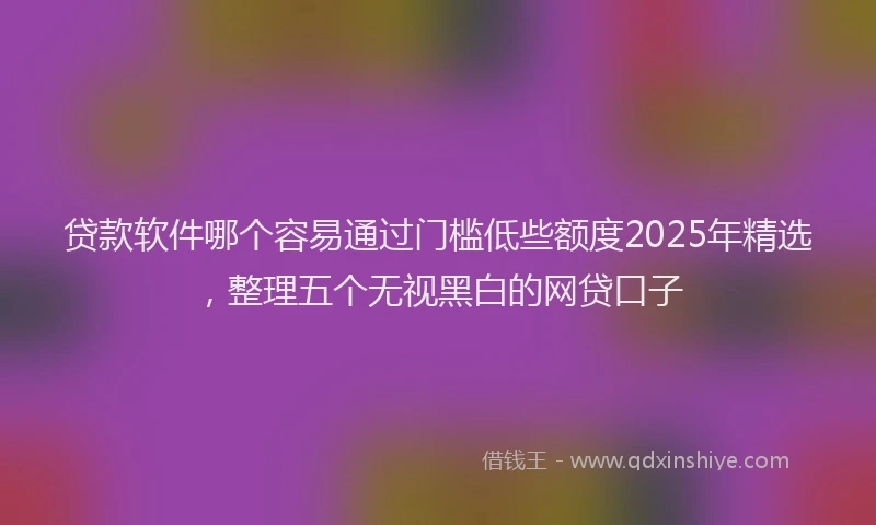 贷款软件哪个容易通过门槛低些额度2025年精选，整理五个无视黑白的网贷口子