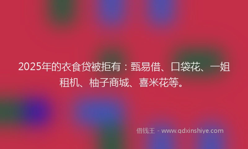 2025年的衣食贷被拒有：甄易借、口袋花、一姐租机、柚子商城、喜米花等。