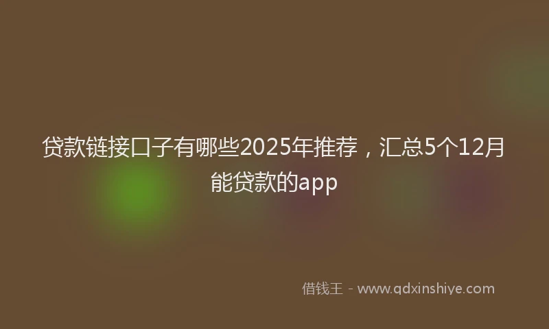 贷款链接口子有哪些2025年推荐，汇总5个12月能贷款的app