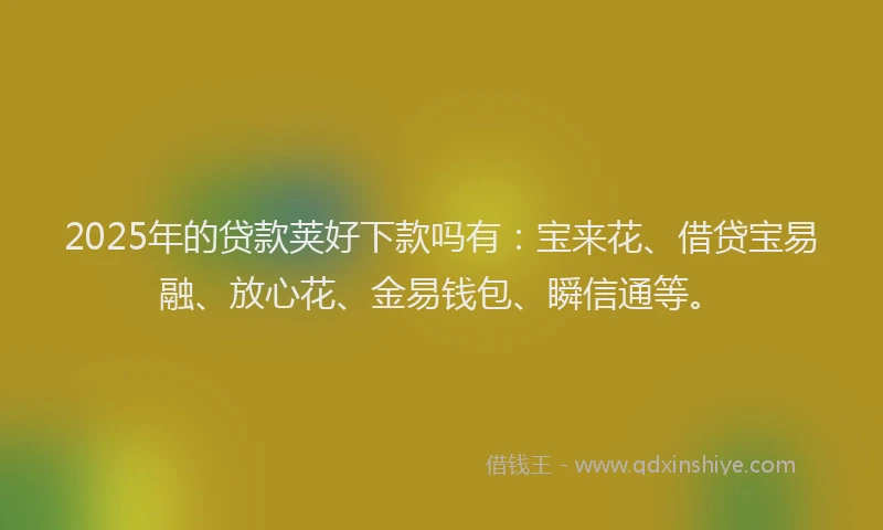 2025年的贷款荚好下款吗有：宝来花、借贷宝易融、放心花、金易钱包、瞬信通等。