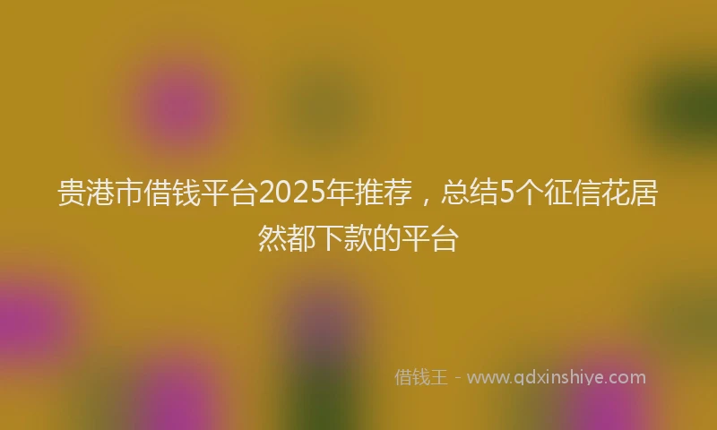 贵港市借钱平台2025年推荐，总结5个征信花居然都下款的平台