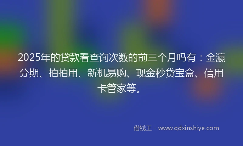 2025年的贷款看查询次数的前三个月吗有：金瀛分期、拍拍用、新机易购、现金秒贷宝盒、信用卡管家等。