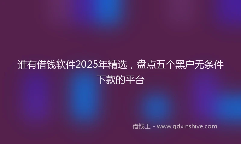 谁有借钱软件2025年精选，盘点五个黑户无条件下款的平台