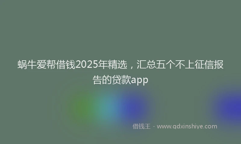 蜗牛爱帮借钱2025年精选，汇总五个不上征信报告的贷款app