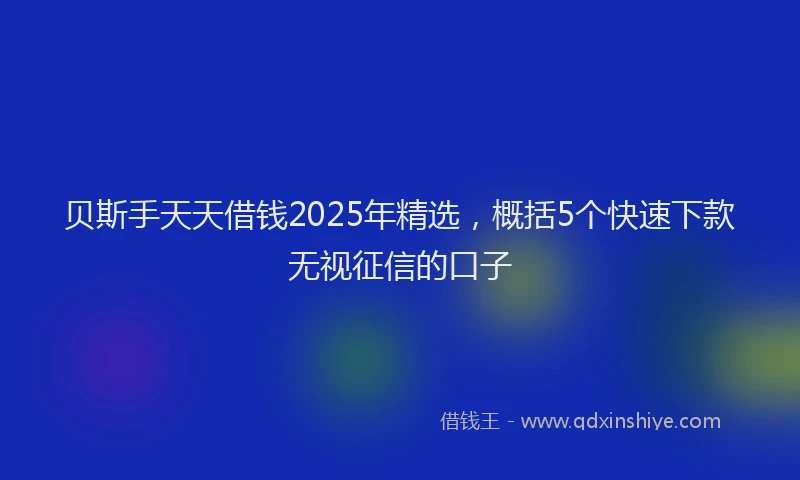 贝斯手天天借钱2025年精选，概括5个快速下款无视征信的口子