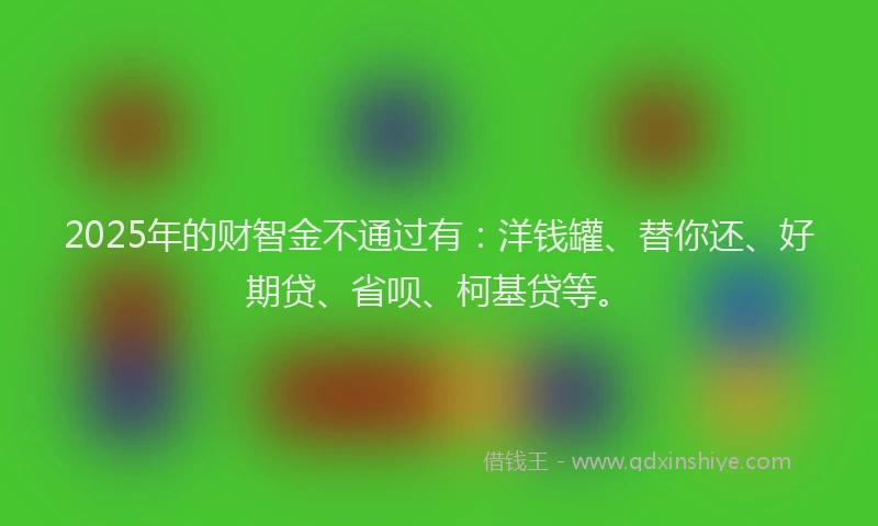 2025年的财智金不通过有：洋钱罐、替你还、好期贷、省呗、柯基贷等。