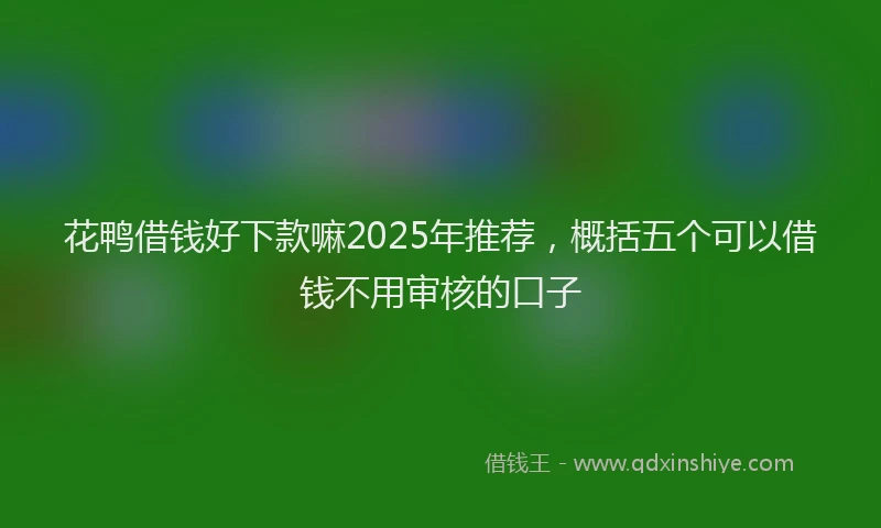 花鸭借钱好下款嘛2025年推荐，概括五个可以借钱不用审核的口子