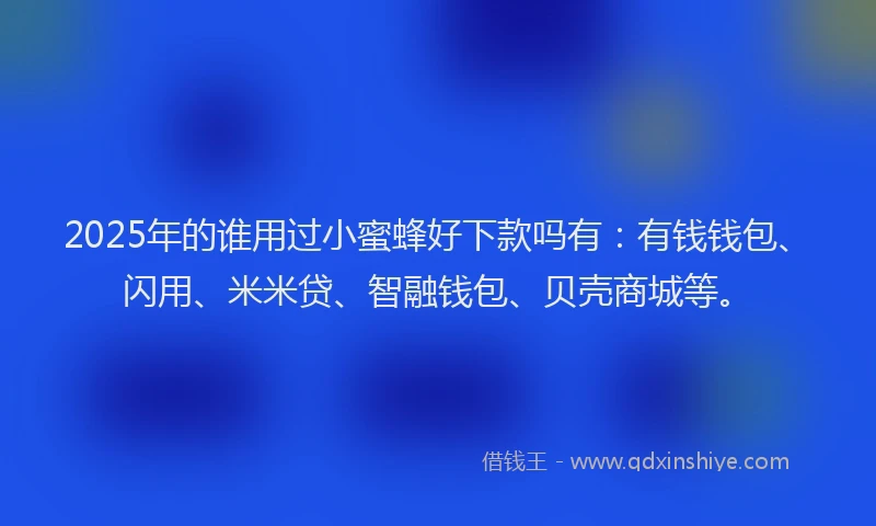 2025年的谁用过小蜜蜂好下款吗有：有钱钱包、闪用、米米贷、智融钱包、贝壳商城等。