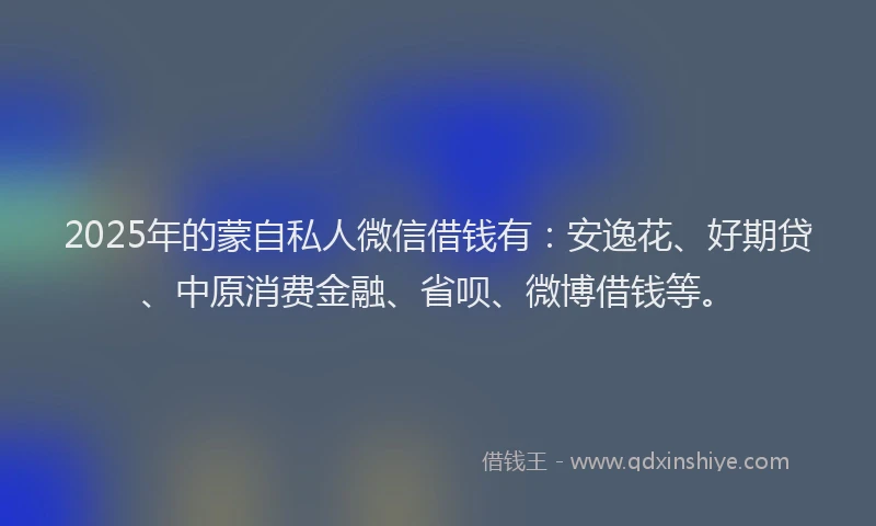 2025年的蒙自私人微信借钱有：安逸花、好期贷、中原消费金融、省呗、微博借钱等。