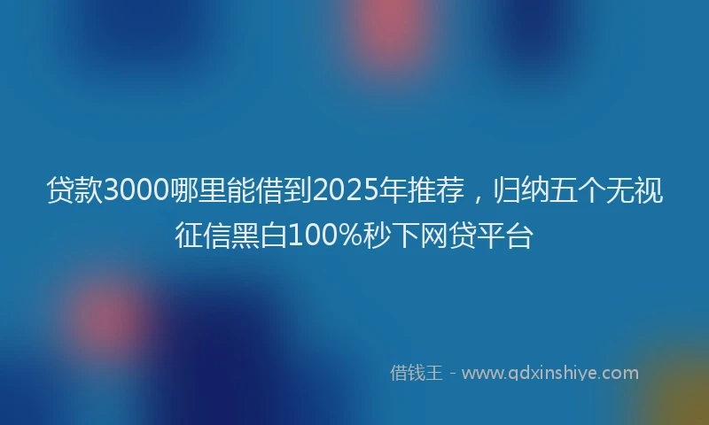 贷款3000哪里能借到2025年推荐，归纳五个无视征信黑白100%秒下网贷平台