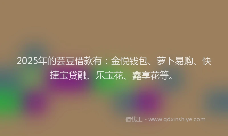 2025年的芸豆借款有：金悦钱包、萝卜易购、快捷宝贷融、乐宝花、鑫享花等。