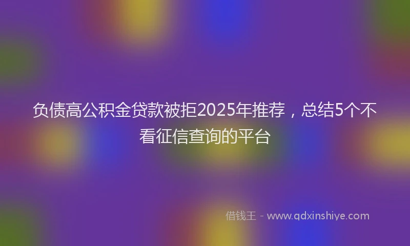 负债高公积金贷款被拒2025年推荐，总结5个不看征信查询的平台