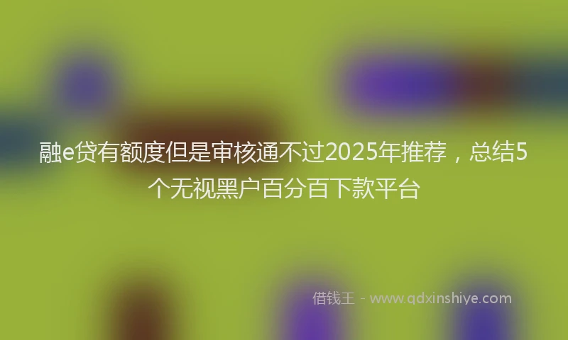 融e贷有额度但是审核通不过2025年推荐，总结5个无视黑户百分百下款平台