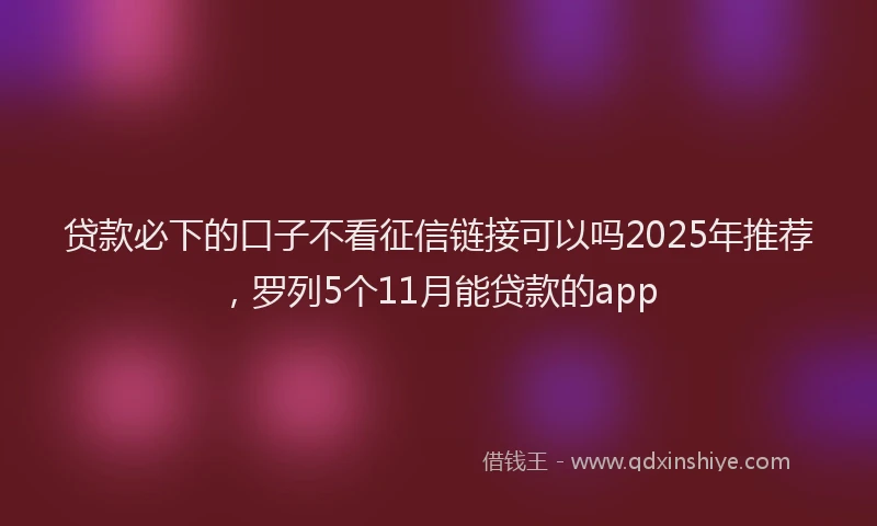 贷款必下的口子不看征信链接可以吗2025年推荐，罗列5个11月能贷款的app