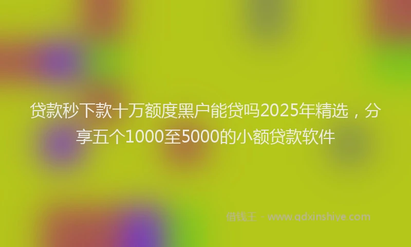 贷款秒下款十万额度黑户能贷吗2025年精选，分享五个1000至5000的小额贷款软件