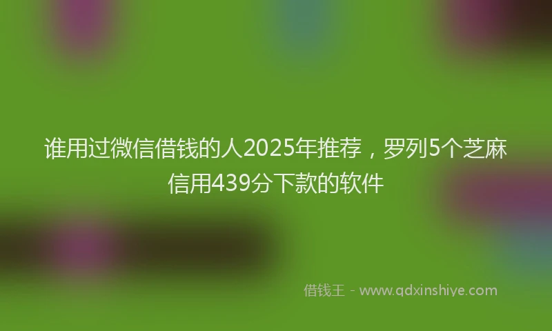 谁用过微信借钱的人2025年推荐，罗列5个芝麻信用439分下款的软件