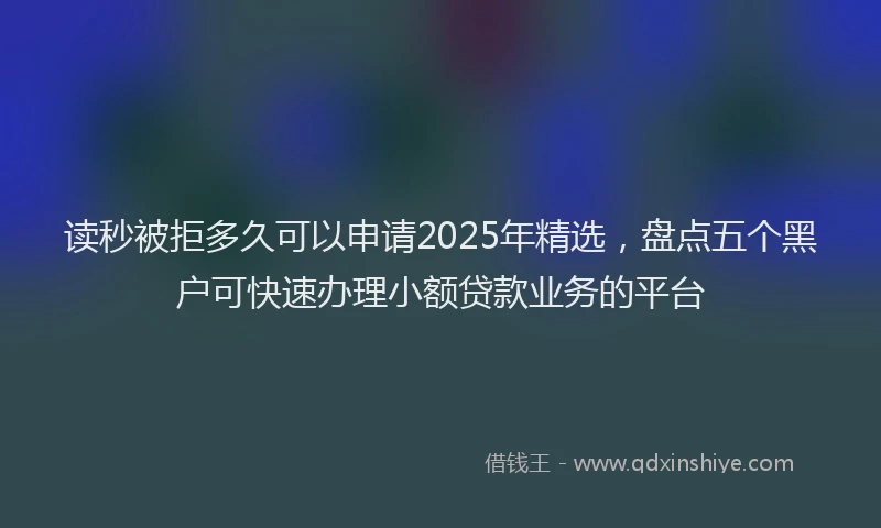 读秒被拒多久可以申请2025年精选，盘点五个黑户可快速办理小额贷款业务的平台