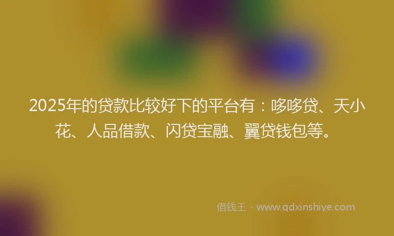 2025年的贷款比较好下的平台有：哆哆贷、天小花、人品借款、闪贷宝融、翼贷钱包等。