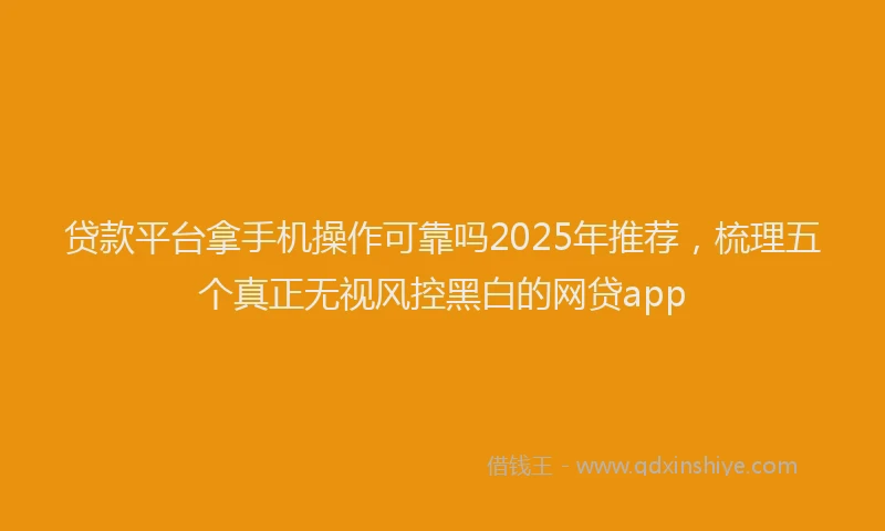 贷款平台拿手机操作可靠吗2025年推荐，梳理五个真正无视风控黑白的网贷app