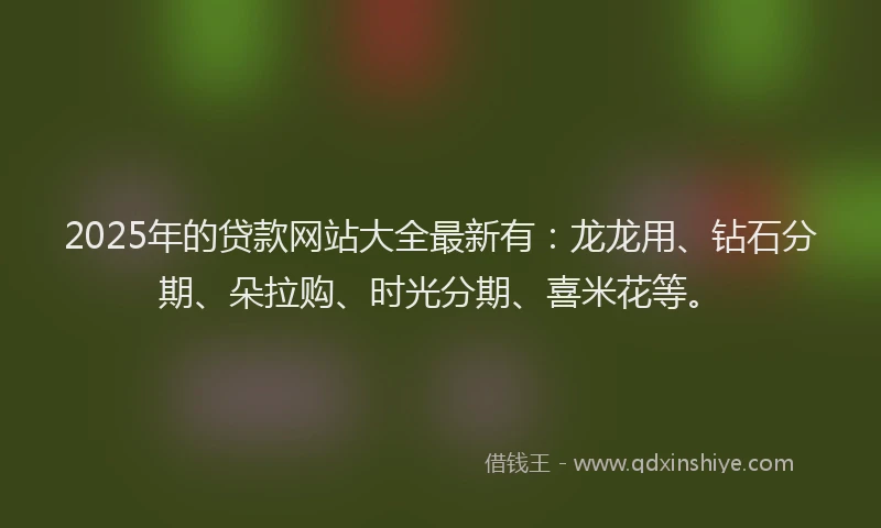 2025年的贷款网站大全最新有：龙龙用、钻石分期、朵拉购、时光分期、喜米花等。