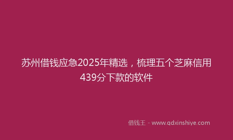 苏州借钱应急2025年精选，梳理五个芝麻信用439分下款的软件