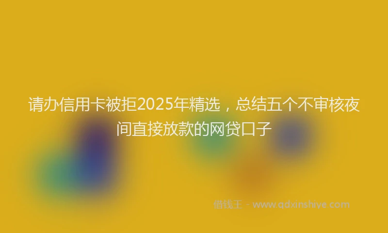 请办信用卡被拒2025年精选，总结五个不审核夜间直接放款的网贷口子