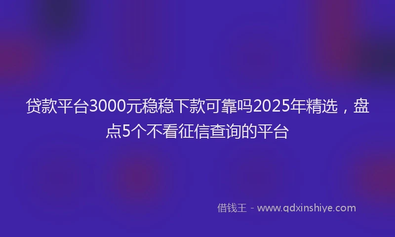 贷款平台3000元稳稳下款可靠吗2025年精选，盘点5个不看征信查询的平台