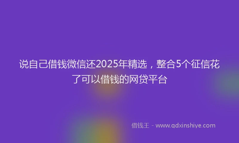 说自己借钱微信还2025年精选，整合5个征信花了可以借钱的网贷平台