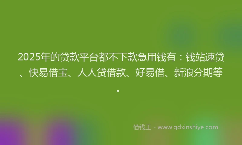 2025年的贷款平台都不下款急用钱有：钱站速贷、快易借宝、人人贷借款、好易借、新浪分期等。