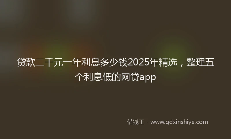 贷款二千元一年利息多少钱2025年精选，整理五个利息低的网贷app